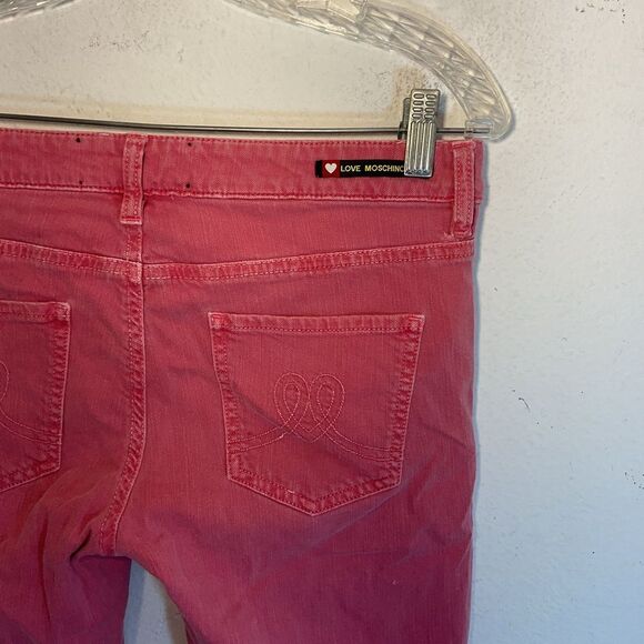Love Moschino Pants Womens 28 Pink distressed casual day Stretch Denim Jeans - Picture 9 of 15
